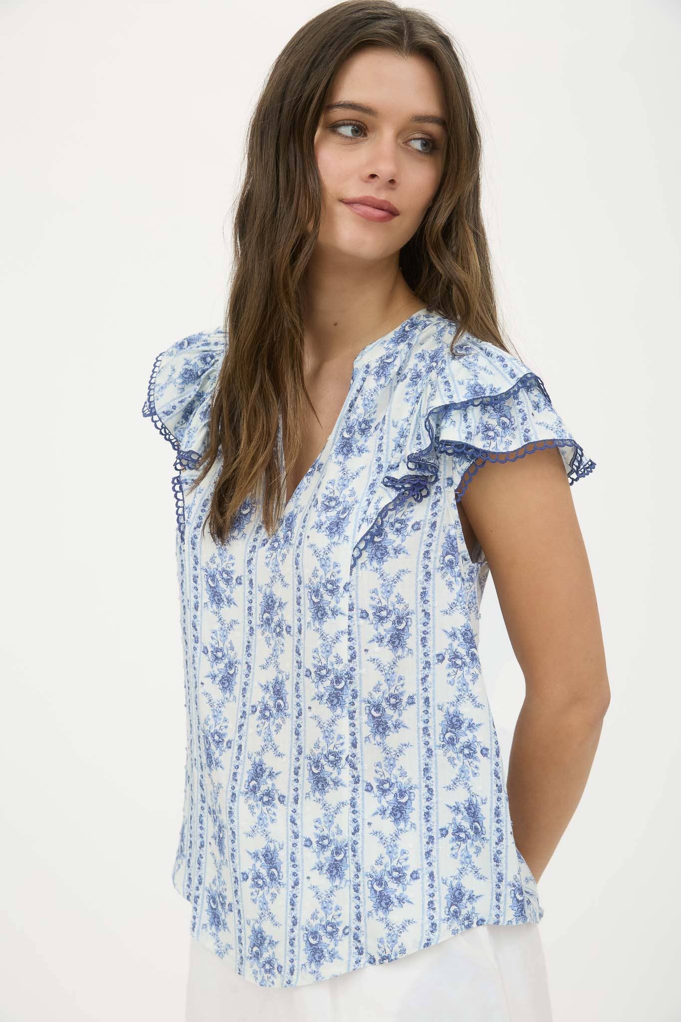 Women’s V-Neck Ruffled Top