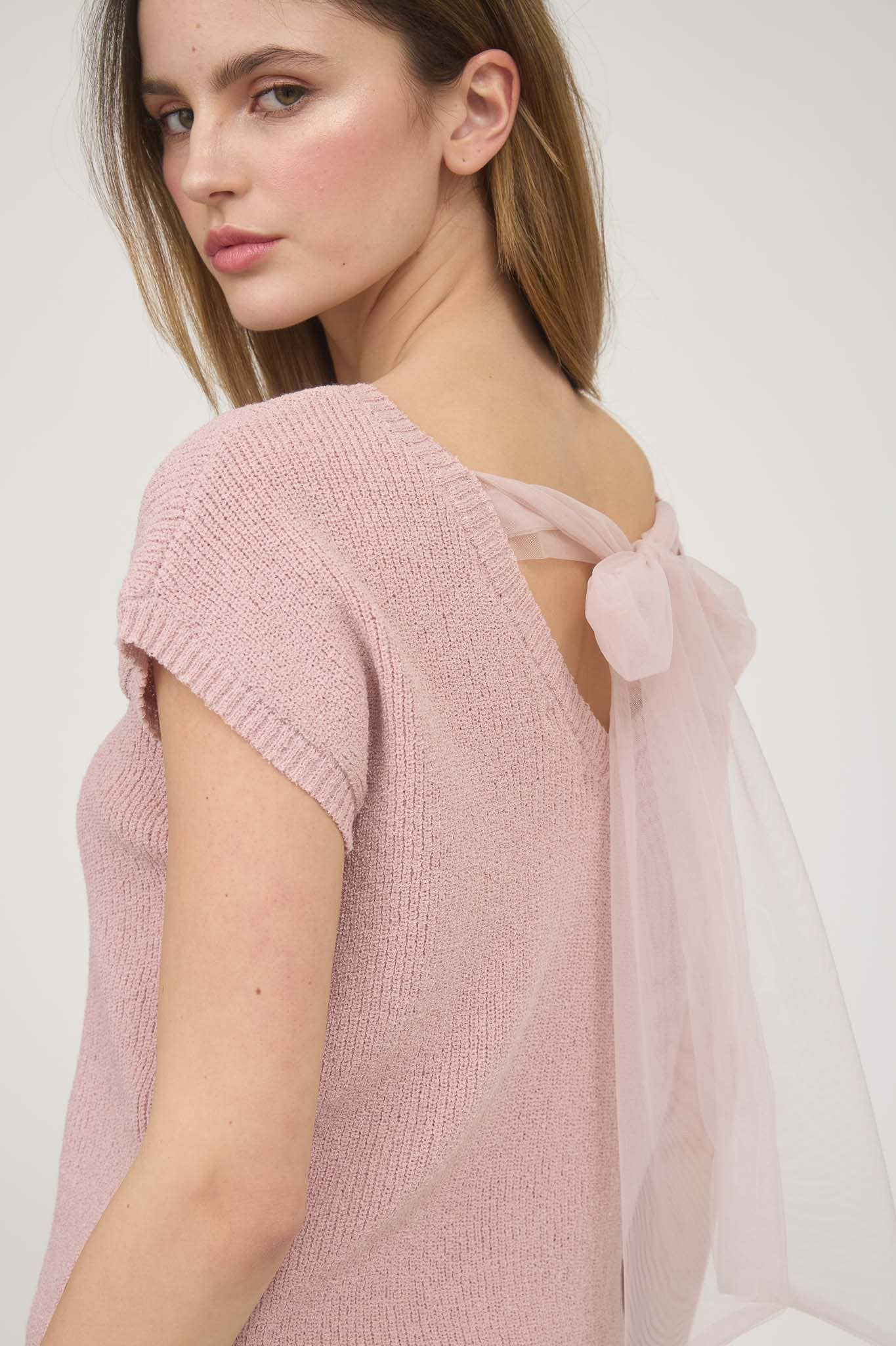 Knit top with bow
