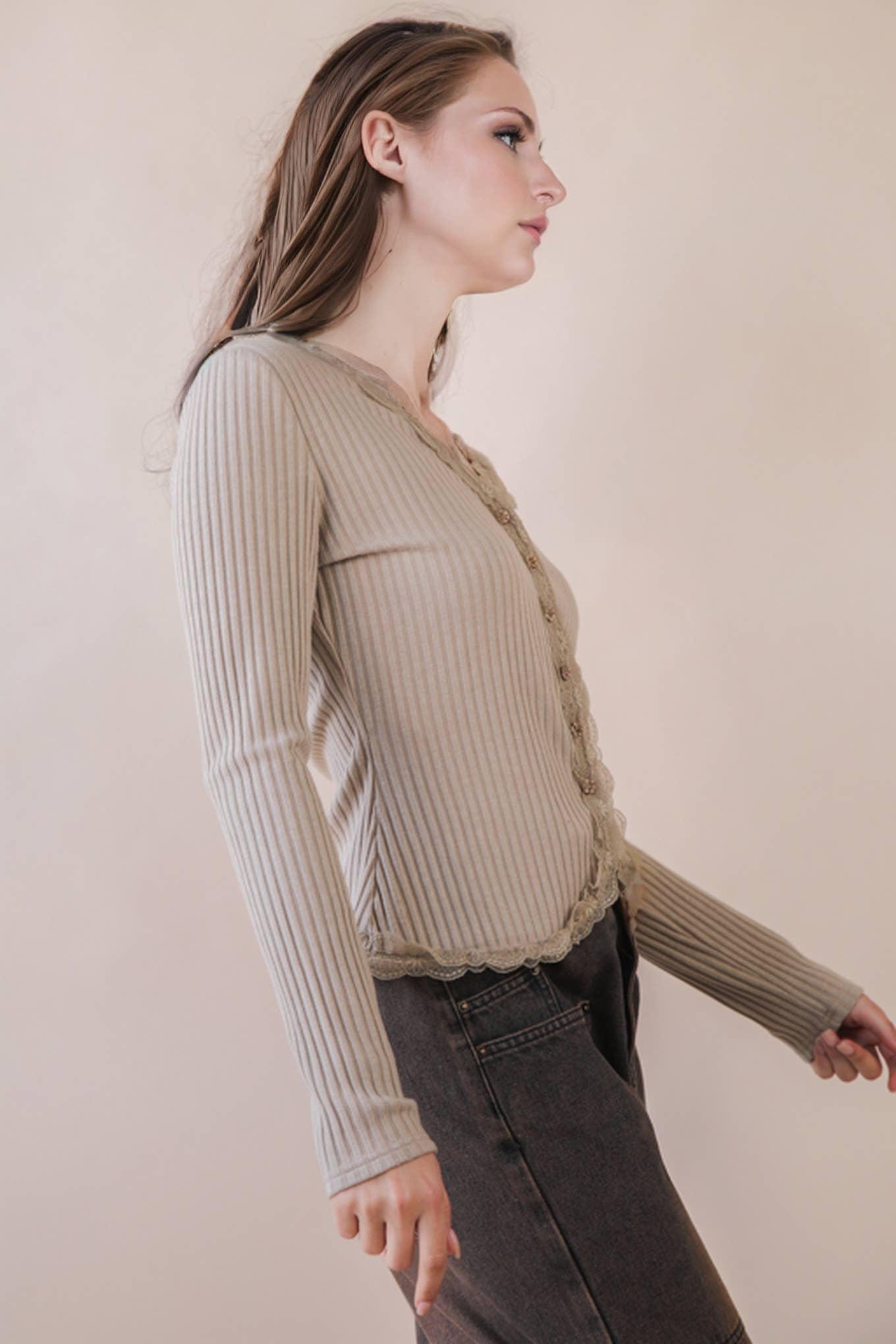 Lace Trimmed Cardigan - alternate view