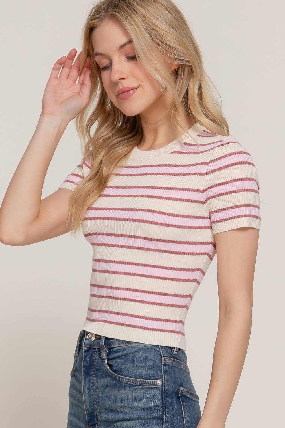 Women’ Striped Knit Crop Top