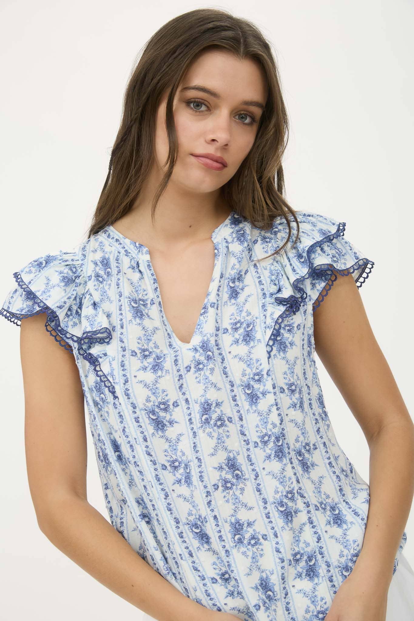 Women’s V-Neck Ruffled Top - alternate view