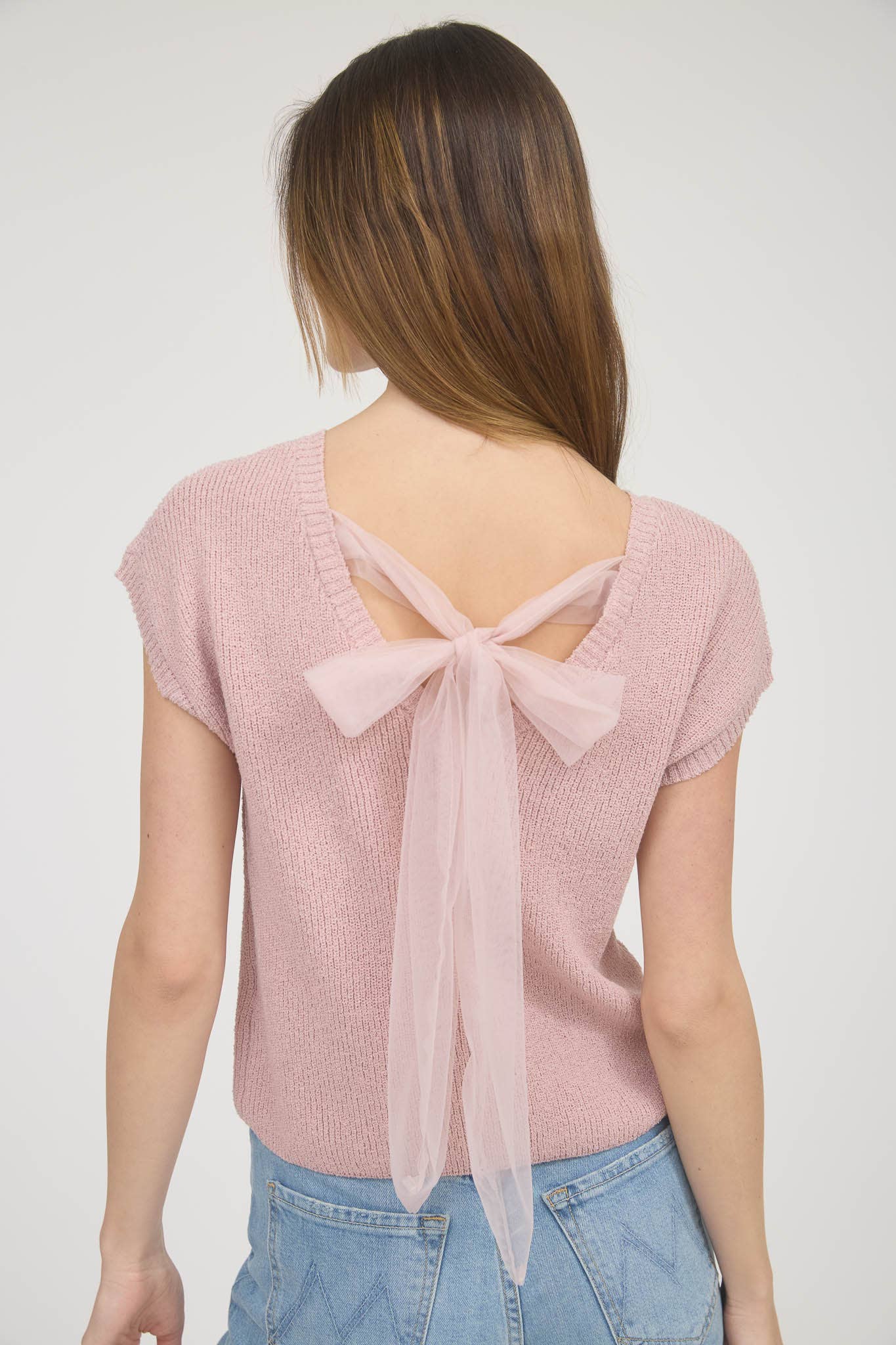 Knit top with bow