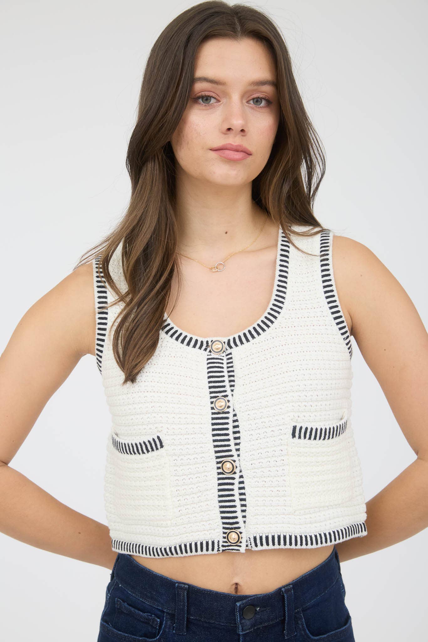 Sleeveless Cropped Vest - alternate view