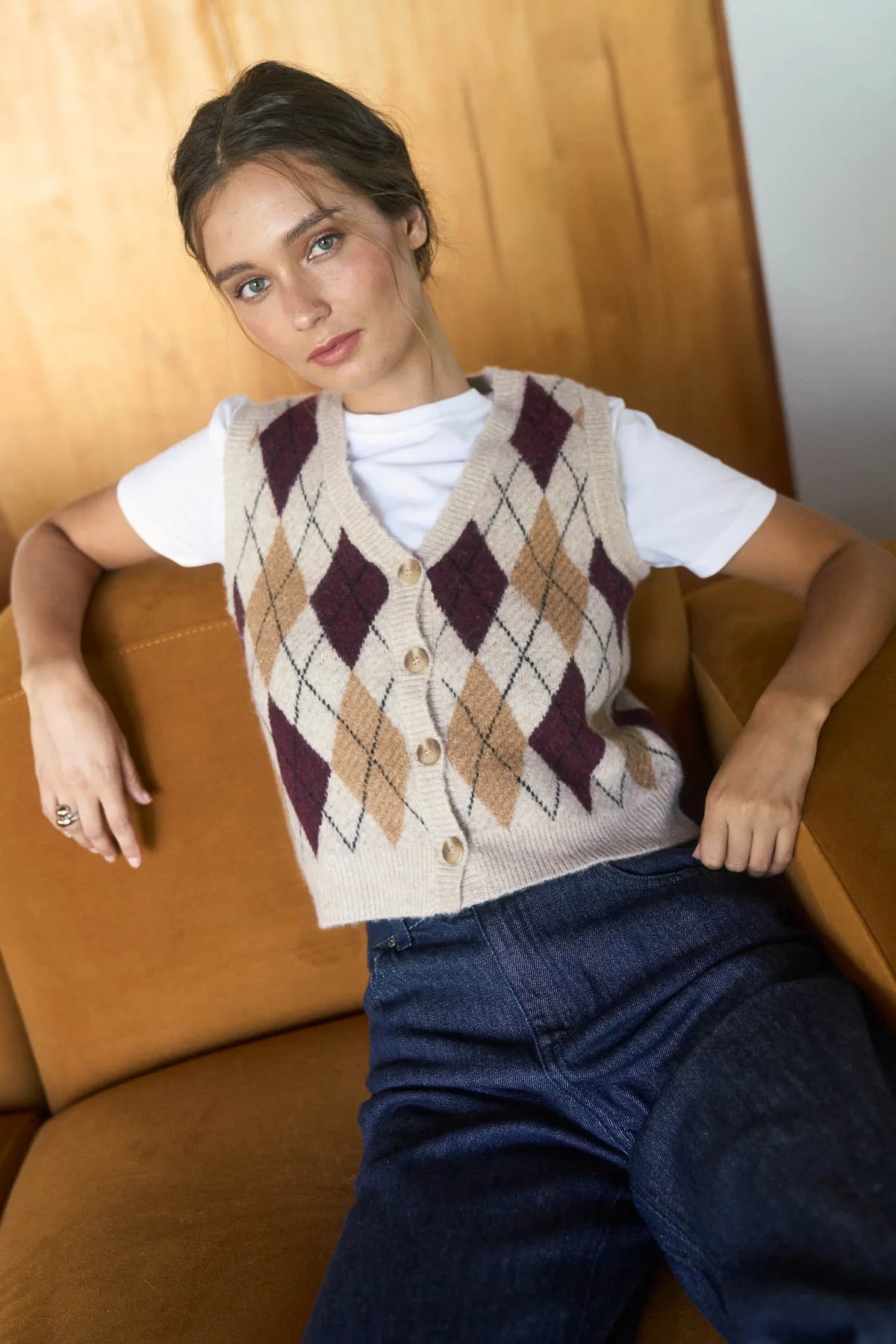 Argyle Cropped Vest - alternate view