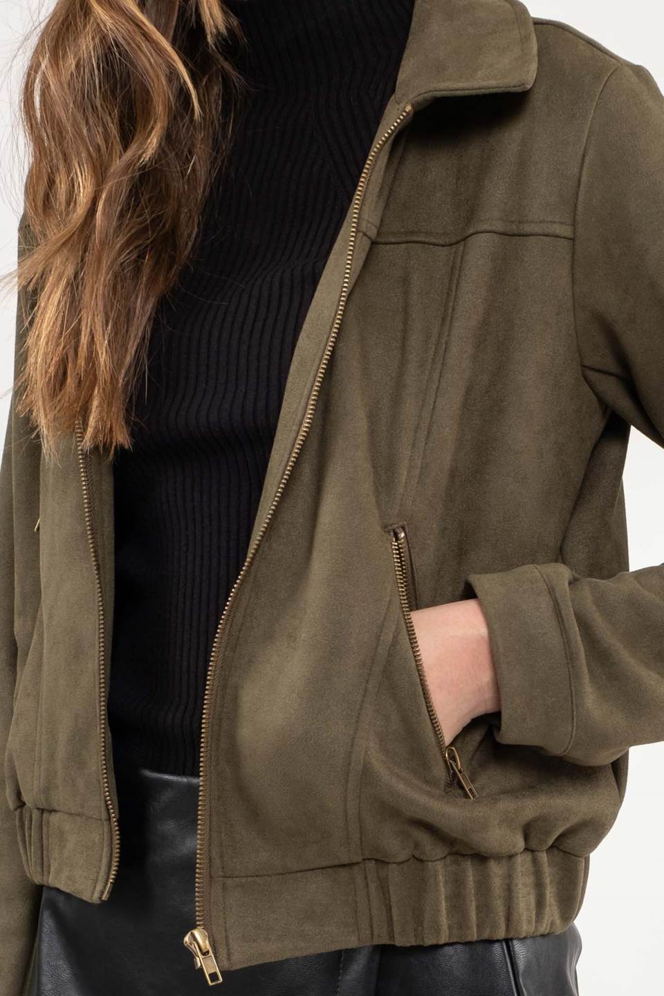 Women’ Cropped Moto Jacket - alternate view