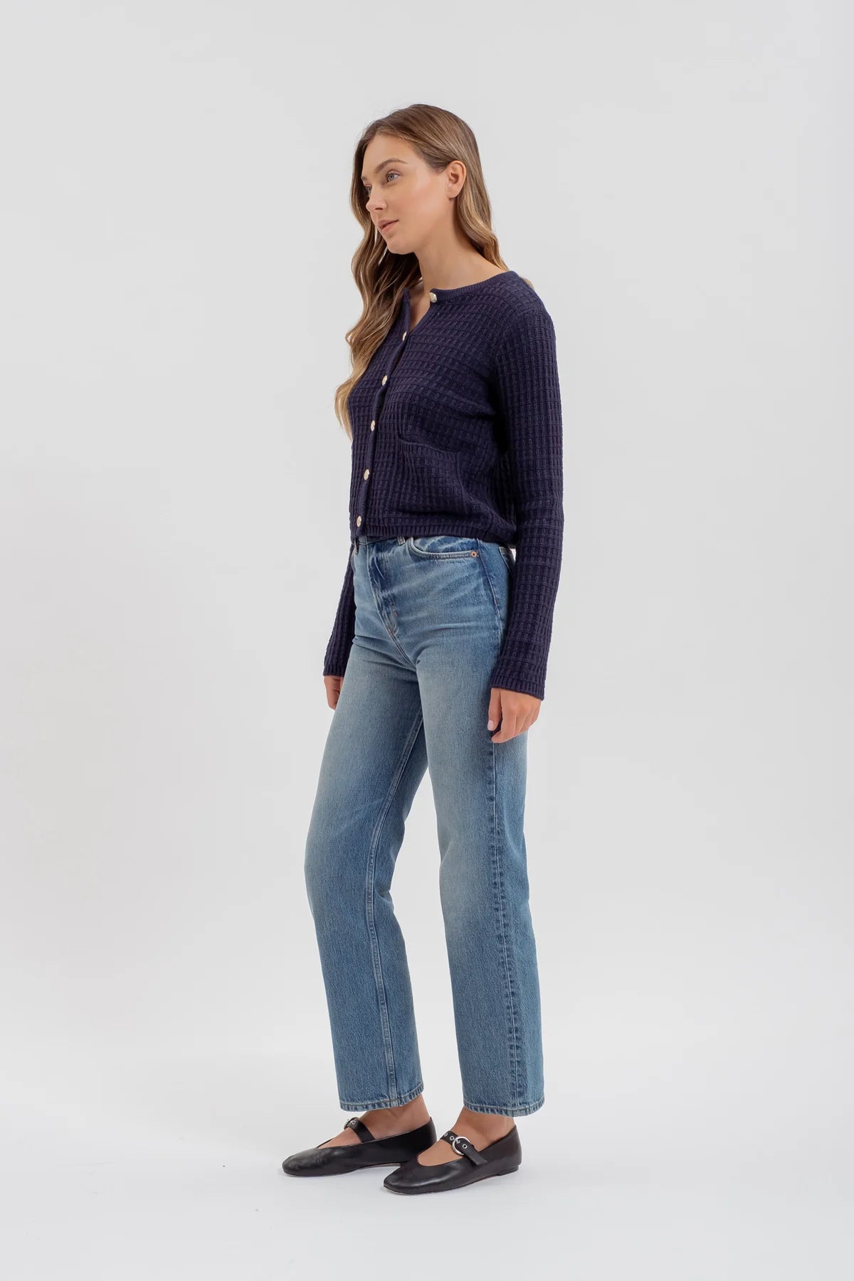 Cropped Buttoned Cardigan