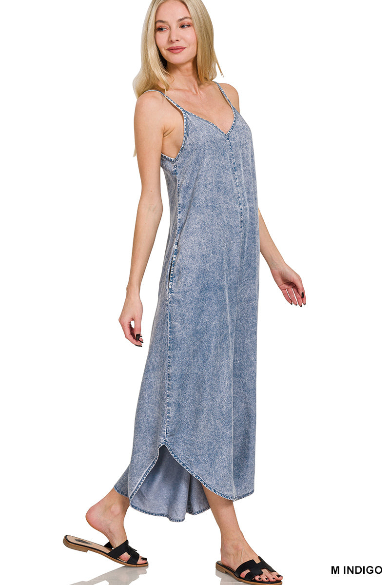 Acid-washed maxi dress
