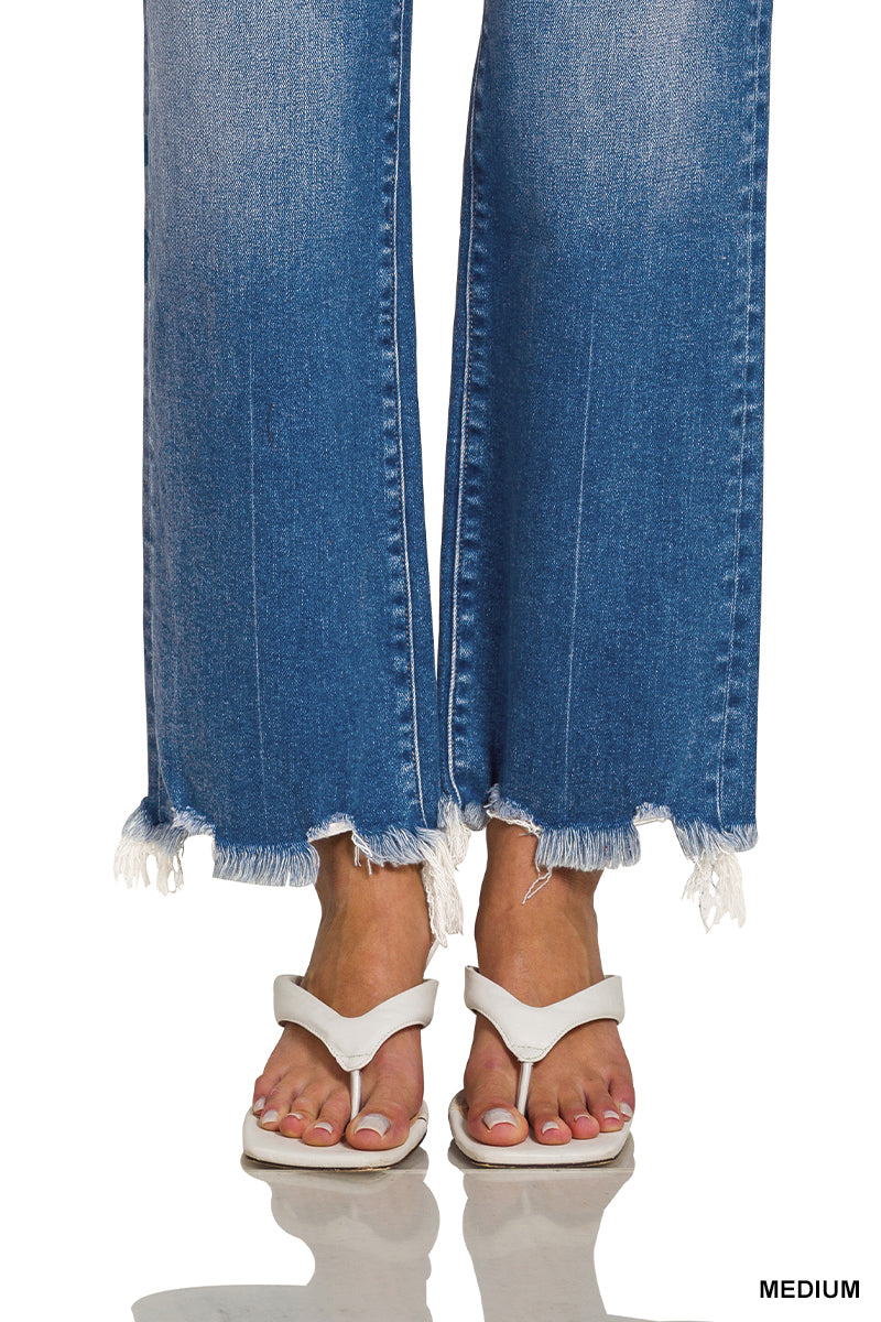 High-rise flared frayed jeans - alternate view