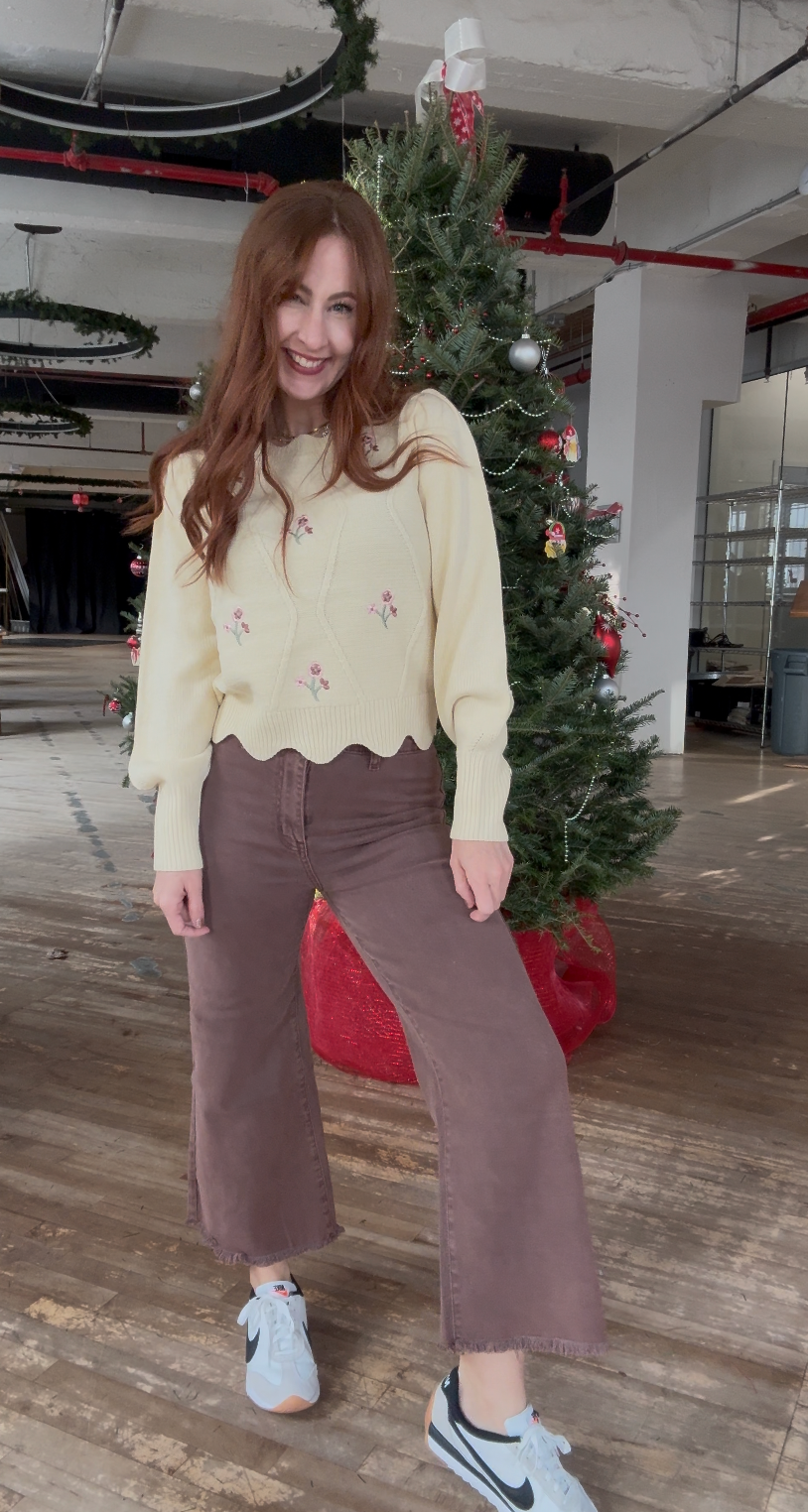 Cropped Floral Sweater - alternate view