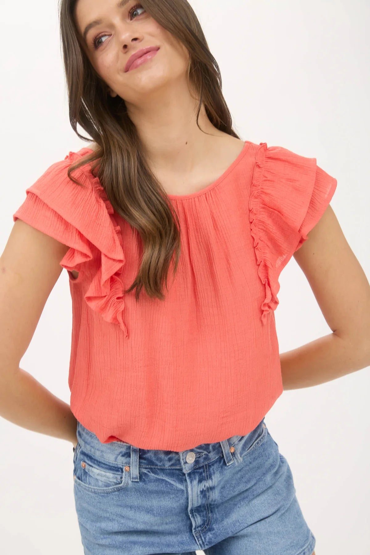 Women’s Ruffled Flutter Blouse - alternate view