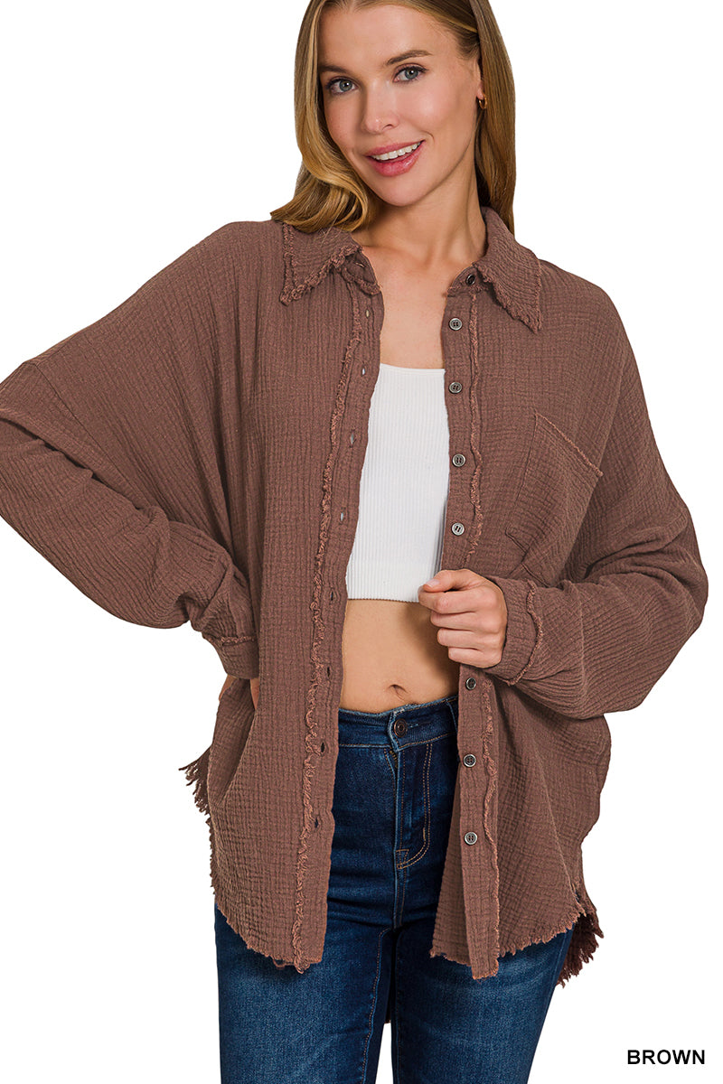 Frayed button – up shirt - alternate view