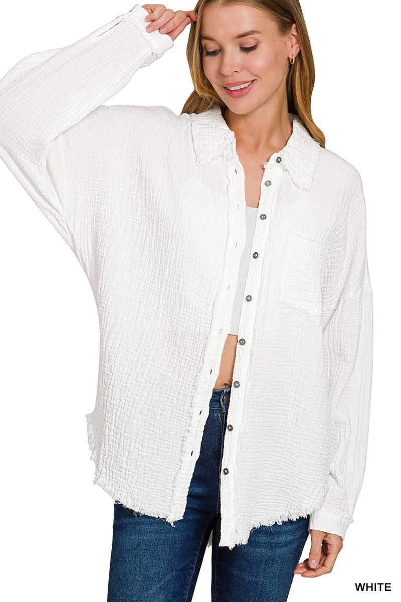 Frayed button – up shirt