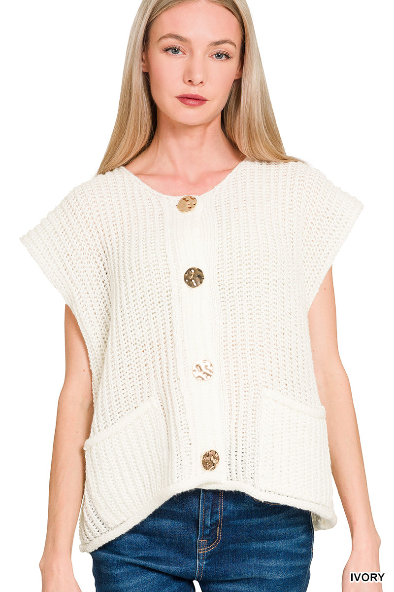 Buttoned Sleeveless Vest