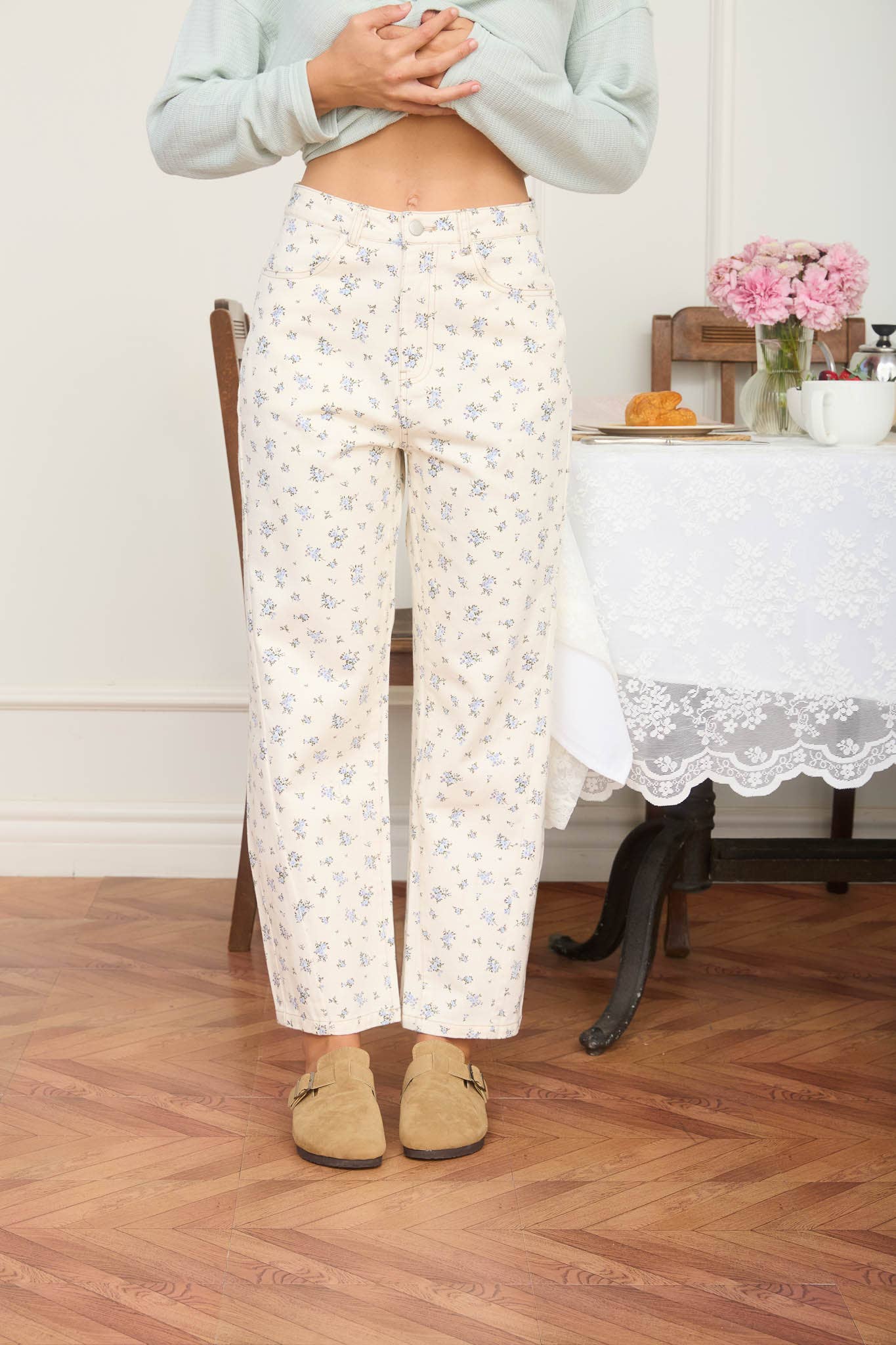 Floral Straight Leg Jeans - alternate view