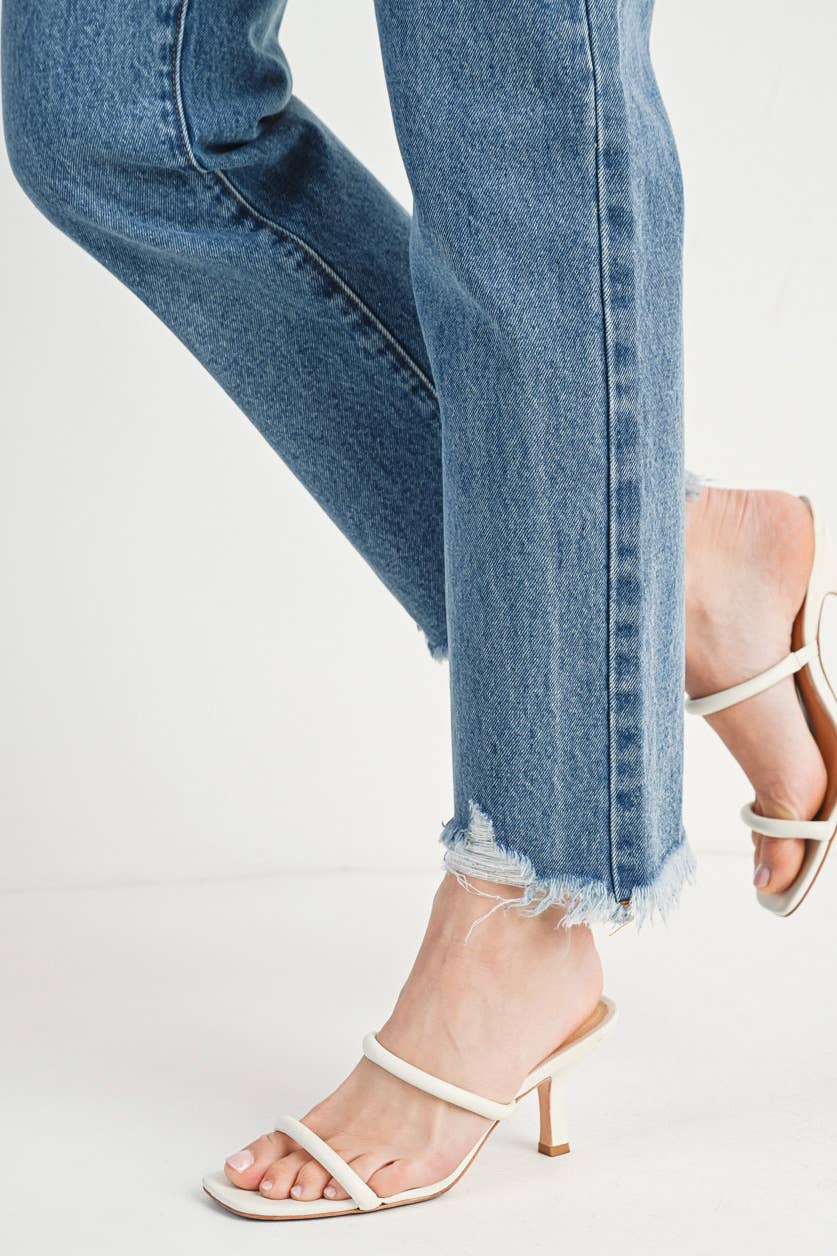 High-waisted Cropped Straight Jeans