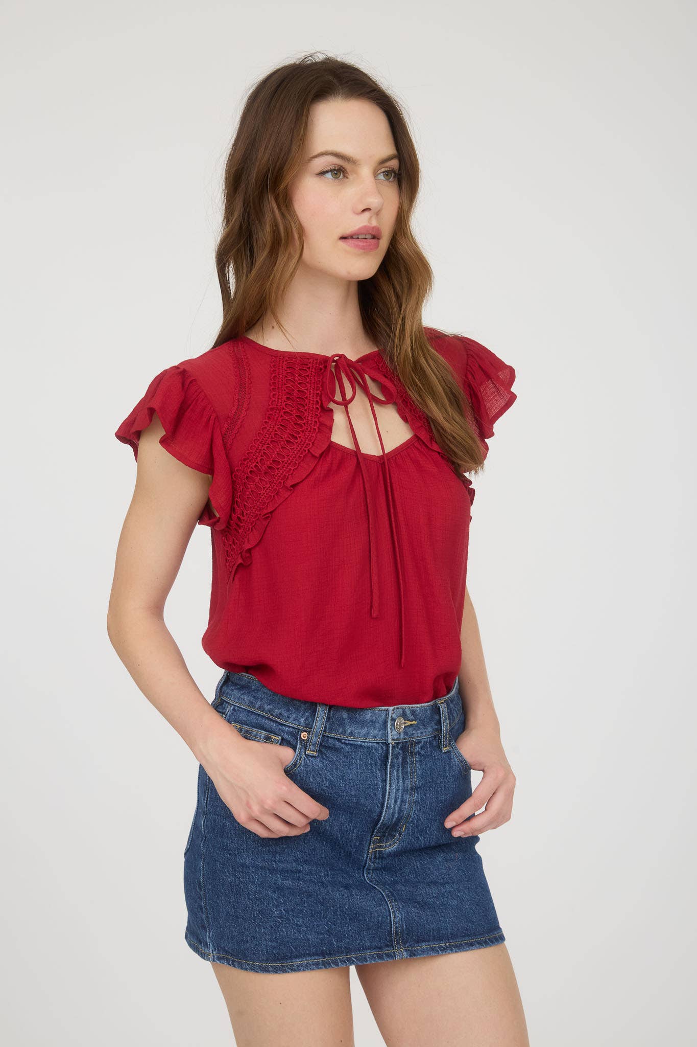 Women’ Keyhole Tie Blouse
