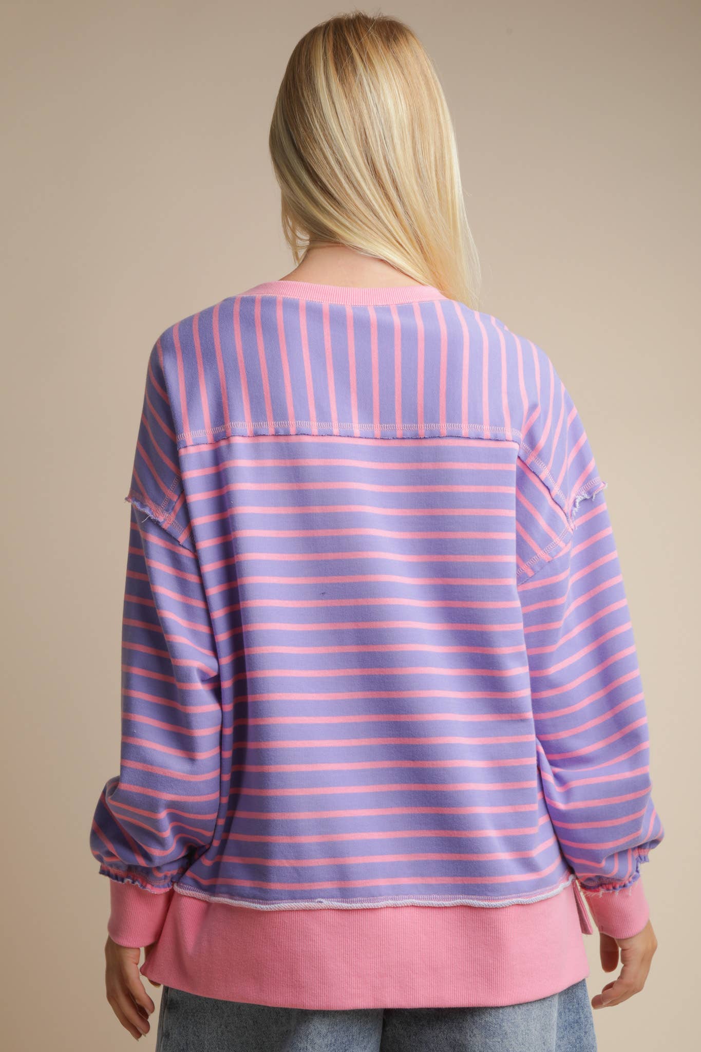 Women’ Oversized Striped Sweatshirt - alternate view