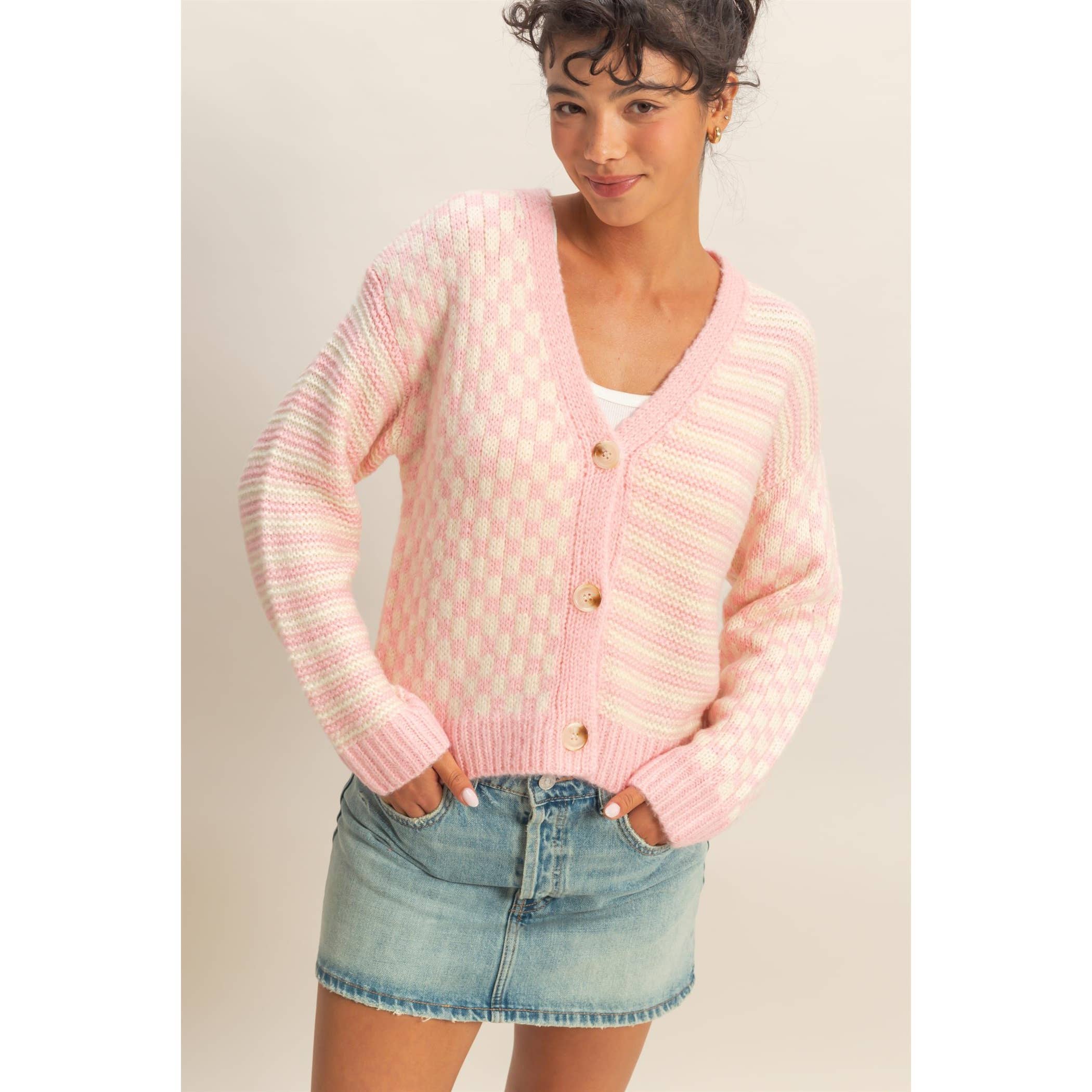 V-neck Cropped Button Cardigan - alternate view