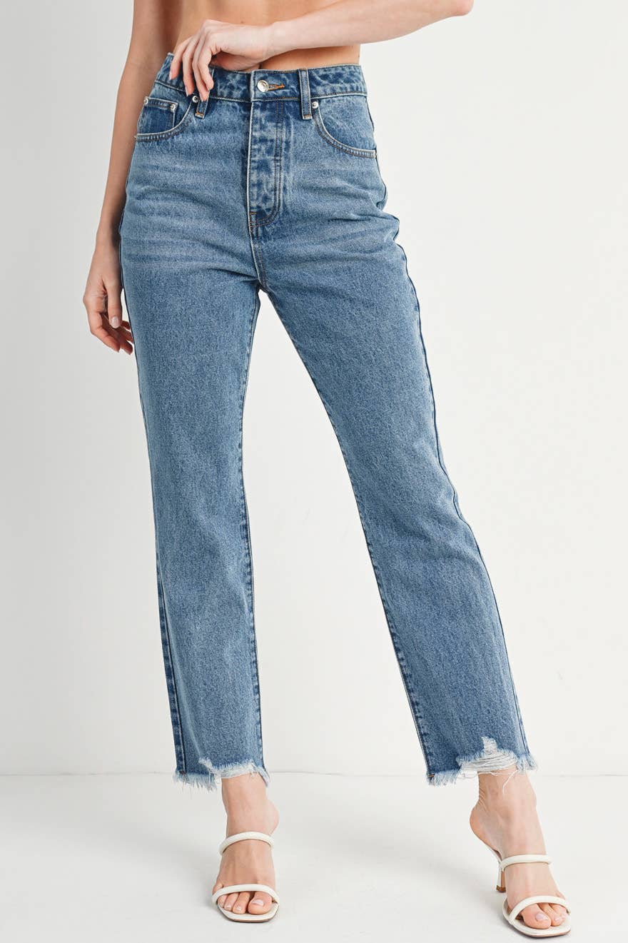 High-waisted Cropped Straight Jeans - alternate view