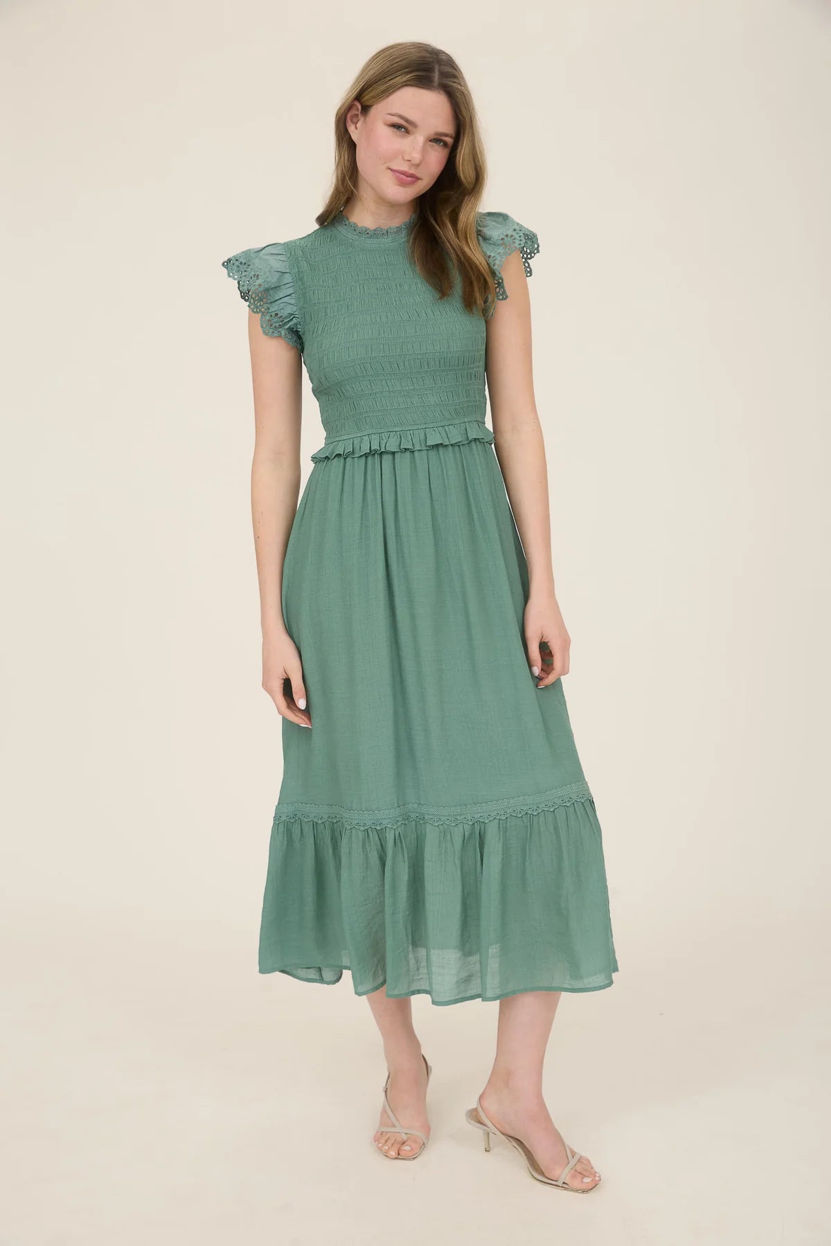 Smocked Lace Maxi/Midi Dress - alternate view
